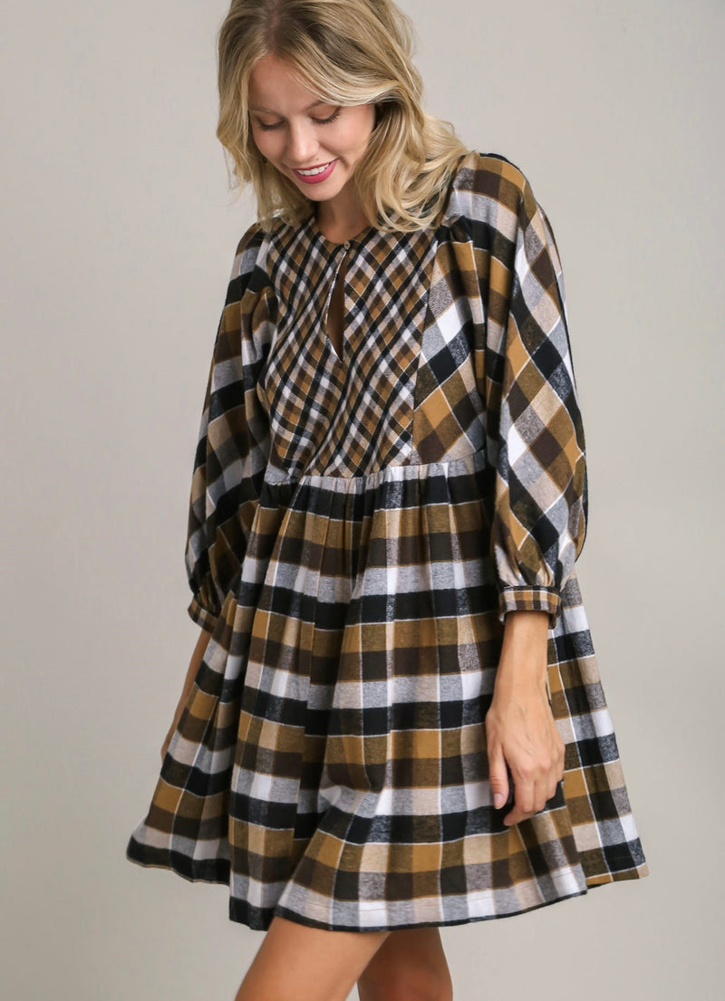 Brown Plaid Dress