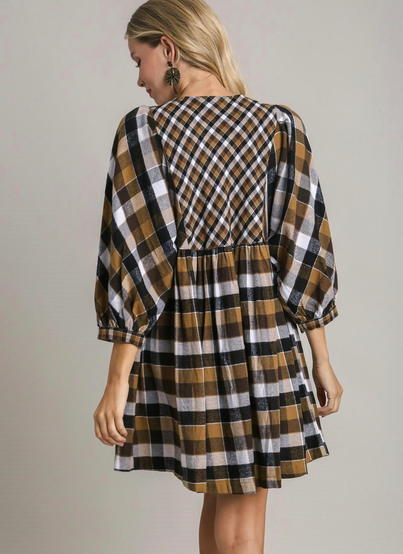 Brown Plaid Dress