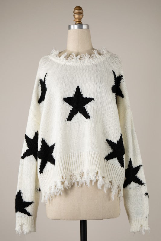 Distressed Star Sweater